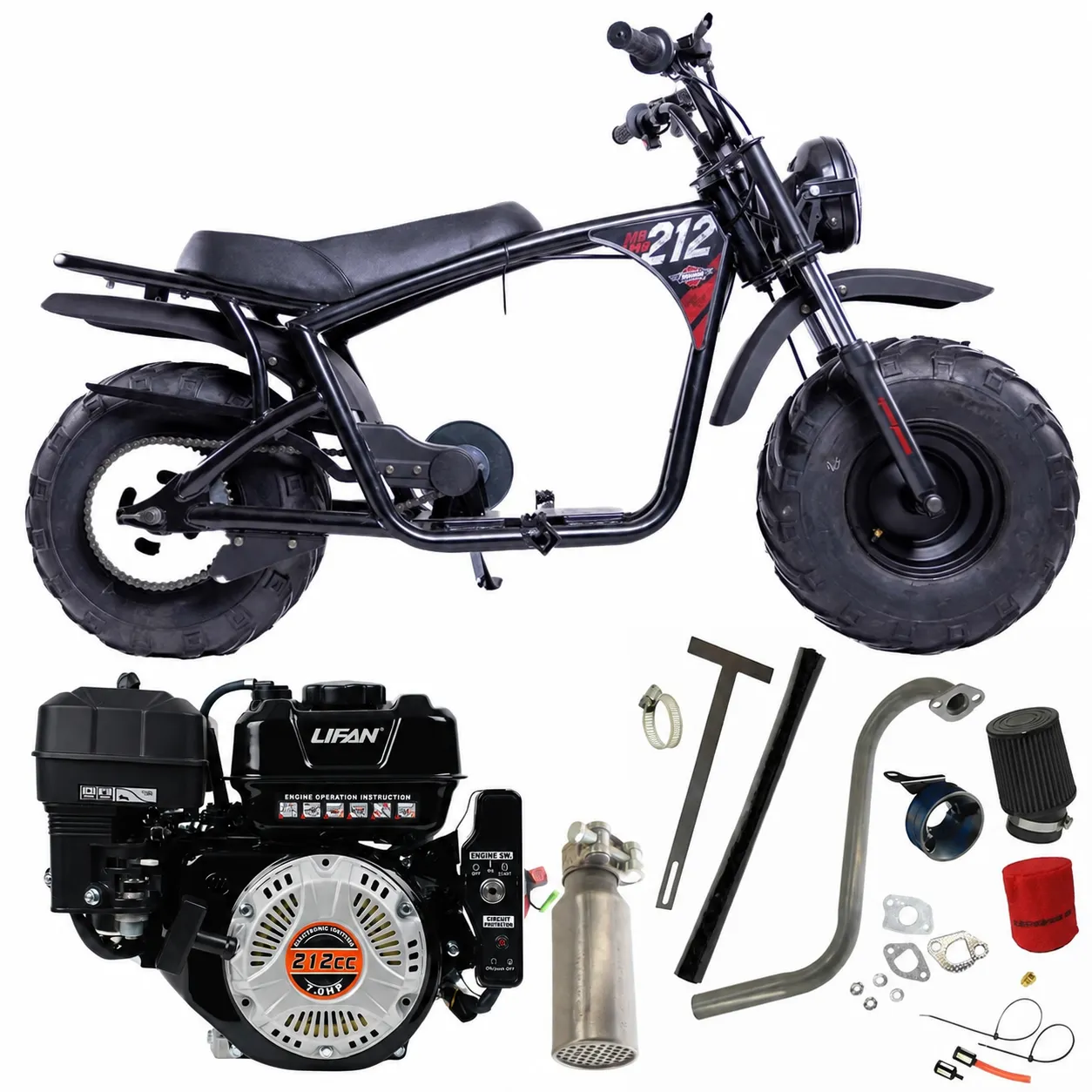 Mega Moto 212 Complete Minibike Kit (P2K.MM212FULLKIT) with Lifan 212 Engine