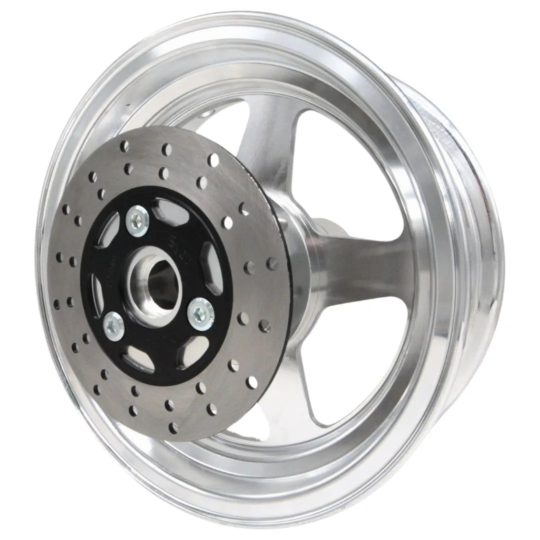 10" GPS Machined Aluminum Front Wheel For Fat Tire Minibikes, 155MM Brake Disc